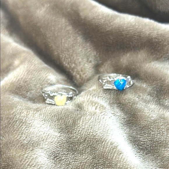 Women Fashion Silver Love Mom White/Blue Simulated Opal Ring Size7, 8 & 9 - Picture 4 of 6